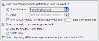 Thunderbirdin roskapostiasetuksia